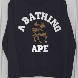 A Bathing Ape BAPE 1st Camo Crewneck Sweatshirt, Black/Camo, Mens XL, Like New!